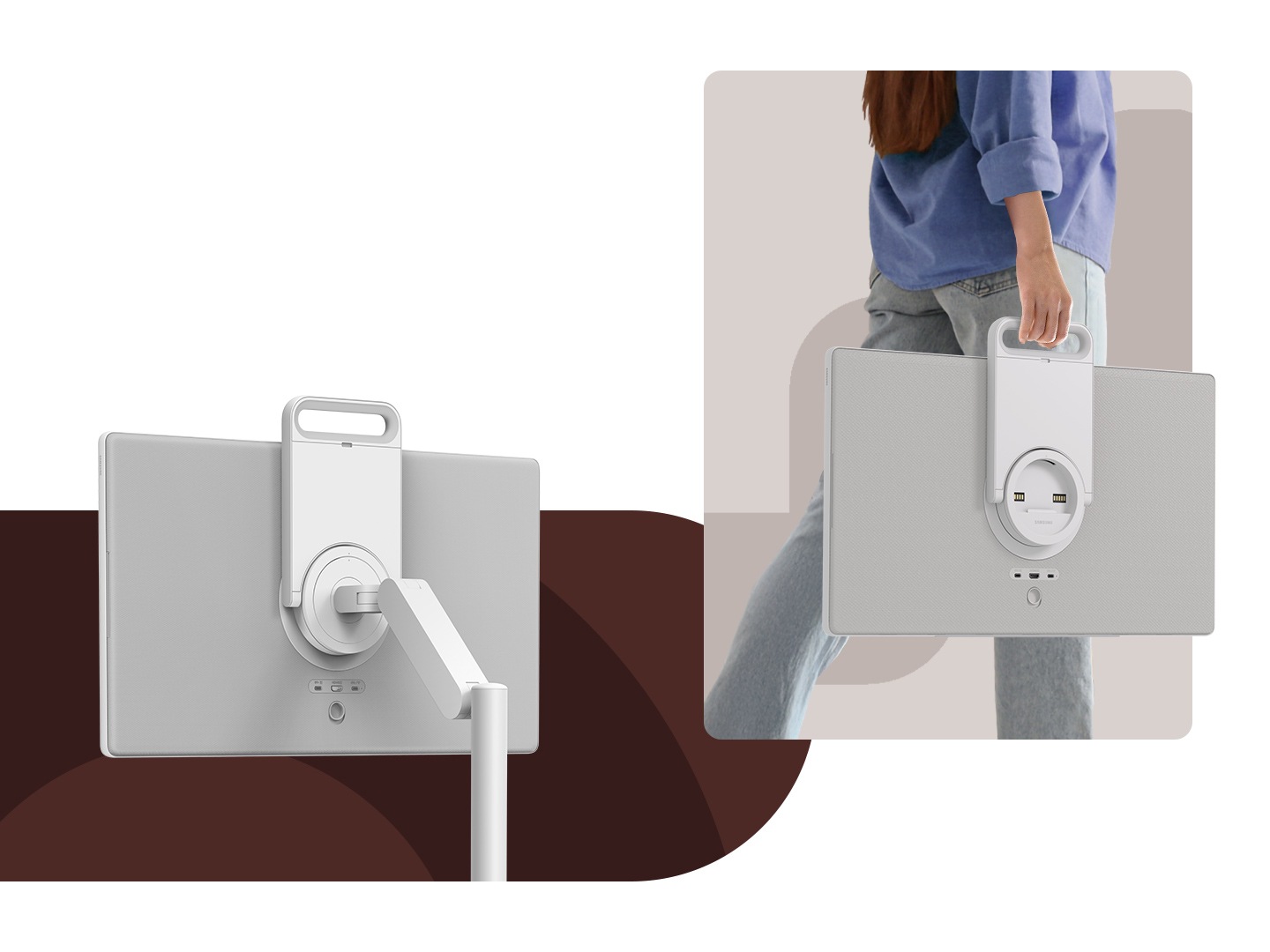 Các cảnh quay The Movingstyle đặt trên giá đỡ và được cầm trên tay. Cả hai cảnh đều cho thấy mặt sau với tay cầm và nút bấm.
