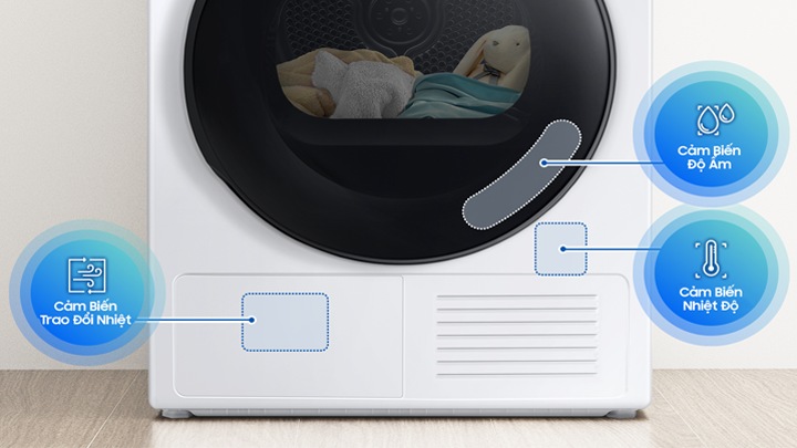 9 kg Máy Sấy Thông Minh Samsung AI Heatpump Với Bộ 3 Cảm Biến Optimal Dry white | Samsung VN