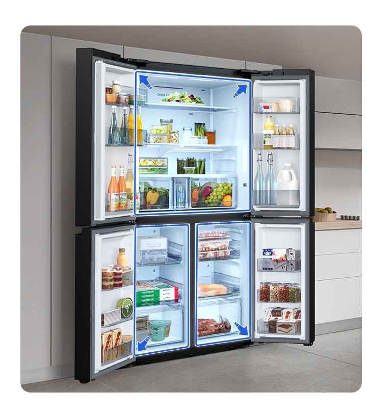 Tủ lạnh Samsung Bespoke mang đến không gian lưu trữ thực phẩm rộng rãi cho cả gia đình