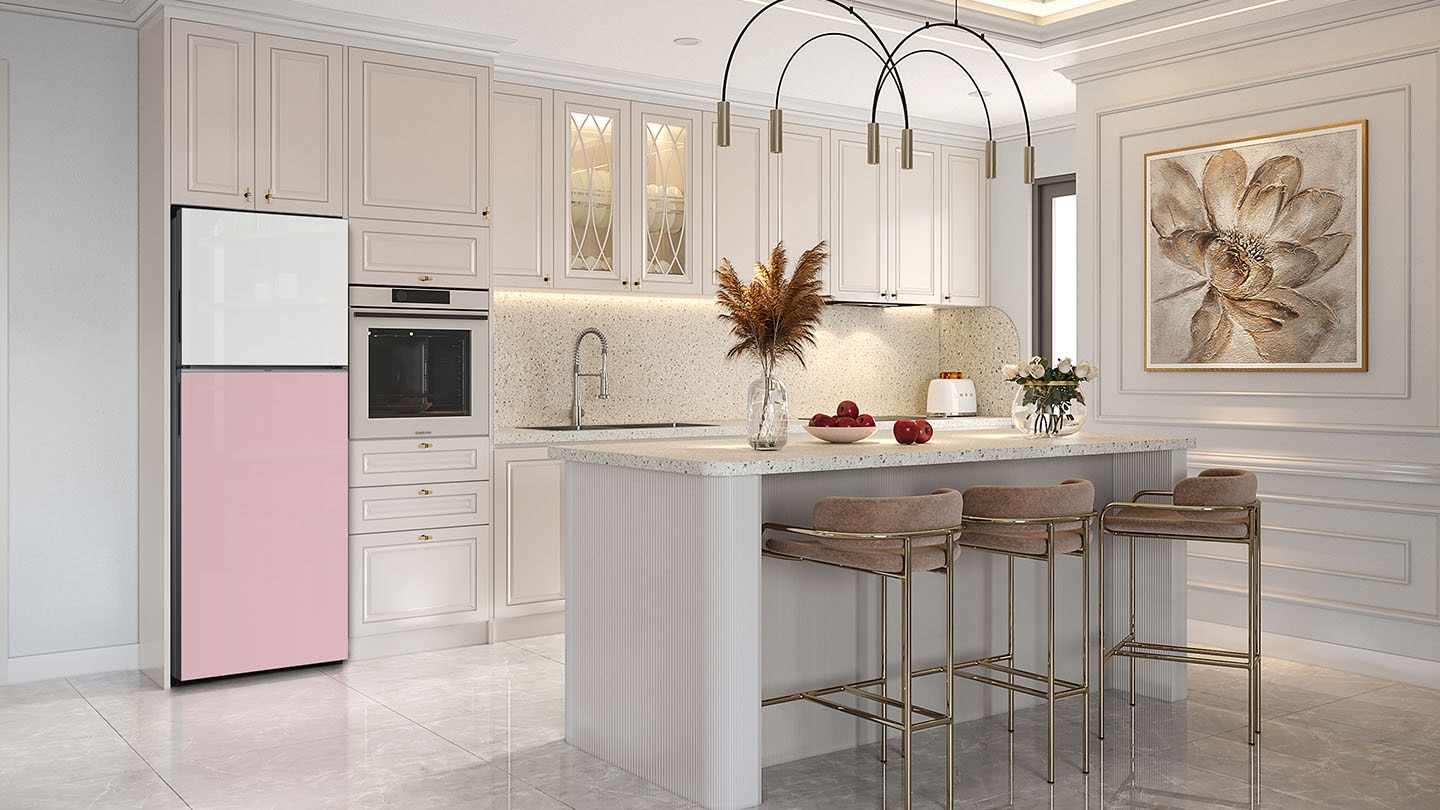 RT6300C of Clean White, Clean White and Clean Pink, Clean White and Clean Navy, Clean Black door are installed in kitchen of various interior design.