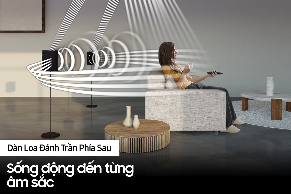 Đồ họa Soundwave chứng minh khả năng kích hoạt của loa sau không dây Q950A ngoài hướng phát ra âm thanh bình thường.