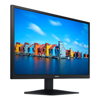 Xem mặt nghiêng trái với khung viền màu đen cùng chân đế SIMPLE tối giản của màn hình phẳng Samsung 19 inch (LS19A330NHEXXV)!