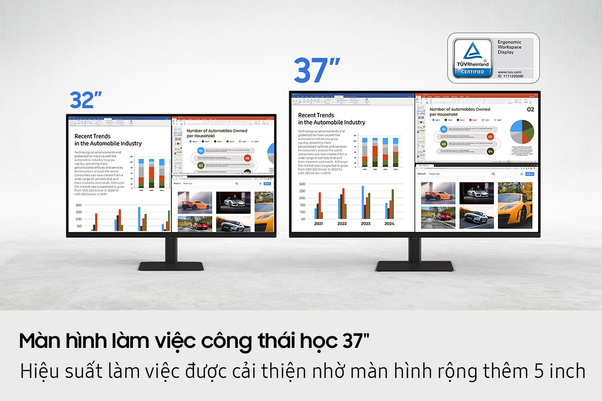 Màn hình làm việc công thái học 37" Hiệu suất làm việc được cải thiện nhờ màn hình rộng thêm 5 inch