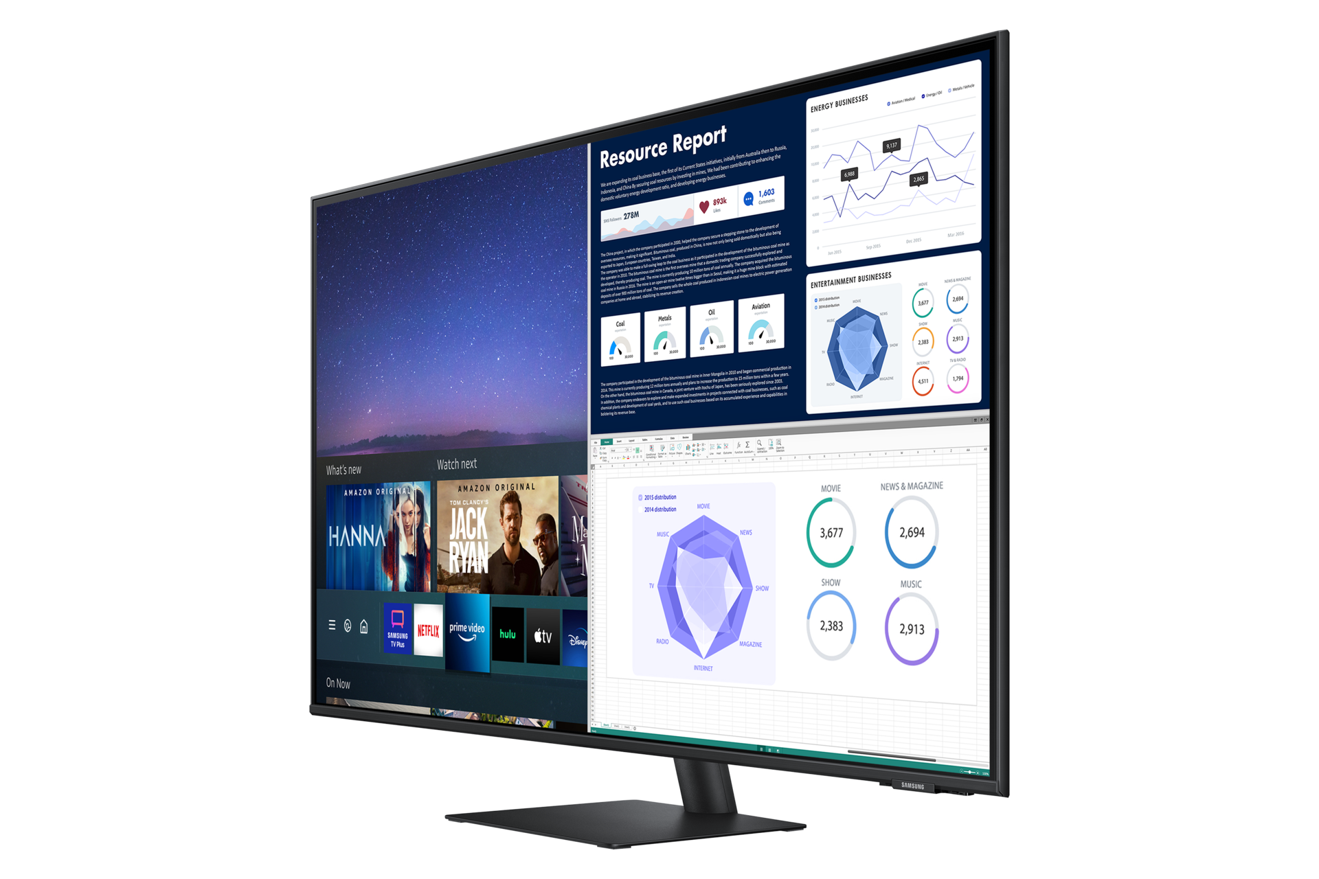 Xem mặt nghiêng phải, phía trước màn hình 43 inch thông minh Samsung M7 UHD (S43AM702) & tìm hiểu công nghệ Adaptive Picture!