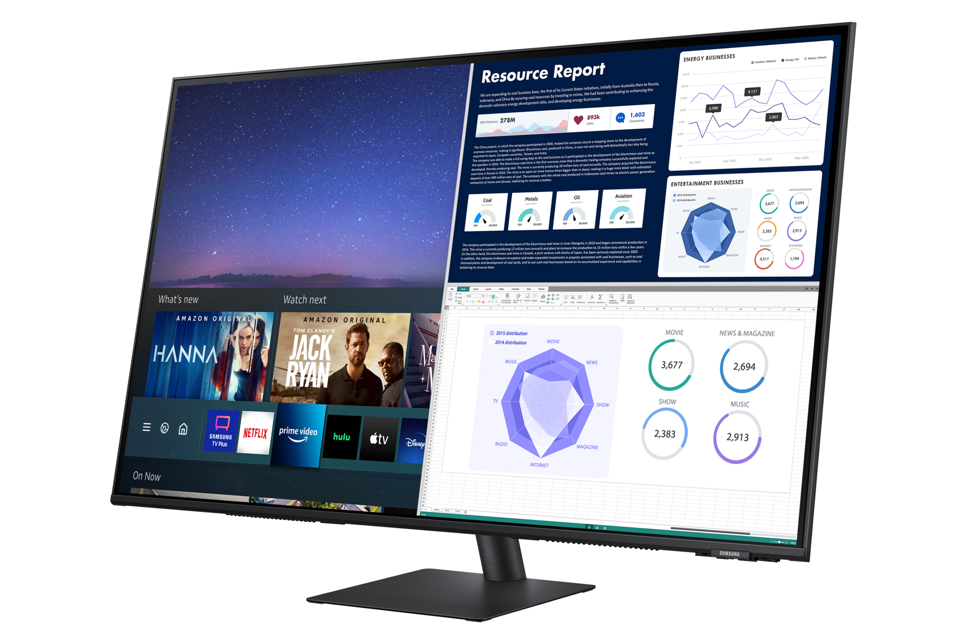 Xem chi tiết mặt nghiêng phải màn hình 43 inch thông minh, không cần máy tính SamsungM7 UHD (LS43AM702) khi nâng vừa tầm mắt!