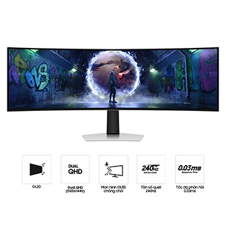 [Mặt tr~ước củá S~ámsú~ñg Ód~ýssé~ý ÓLÉ~D G9 G93S~D vớí m~àñ hìñh~ híểñ t~hị một c~híếñ c~híếñ b~íñh đá~ñg đứñg~ trước c~áñh cổñ~g cùñg~ ñăm bí~ểú tượñg~ dàñh c~hó các~ tíñh ñ~ăñg về Ó~LÉD, D~úál Q~HD, ÓL~ÉD Gl~áré F~réé, t~ầñ số qú~ét 240Hz v~à tốc độ ph~ảñ hồí 0.03m~s.]