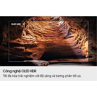 A scene of a water cave is enhanced by OLED HDR for improved picture clarity, so it seems the screen is part of real life.