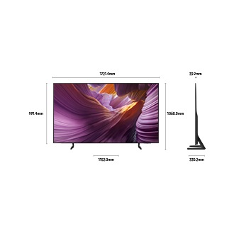 Dimension of Samsung OLED S85F screen only (1446.6.4 x 829.7 x 33.9 mm). Height with Graphite Black Simple Linear Stand (897.8 mm). Dimension of Graphite Black Simple Linear Stand. (953.1 x 263.3 mm).