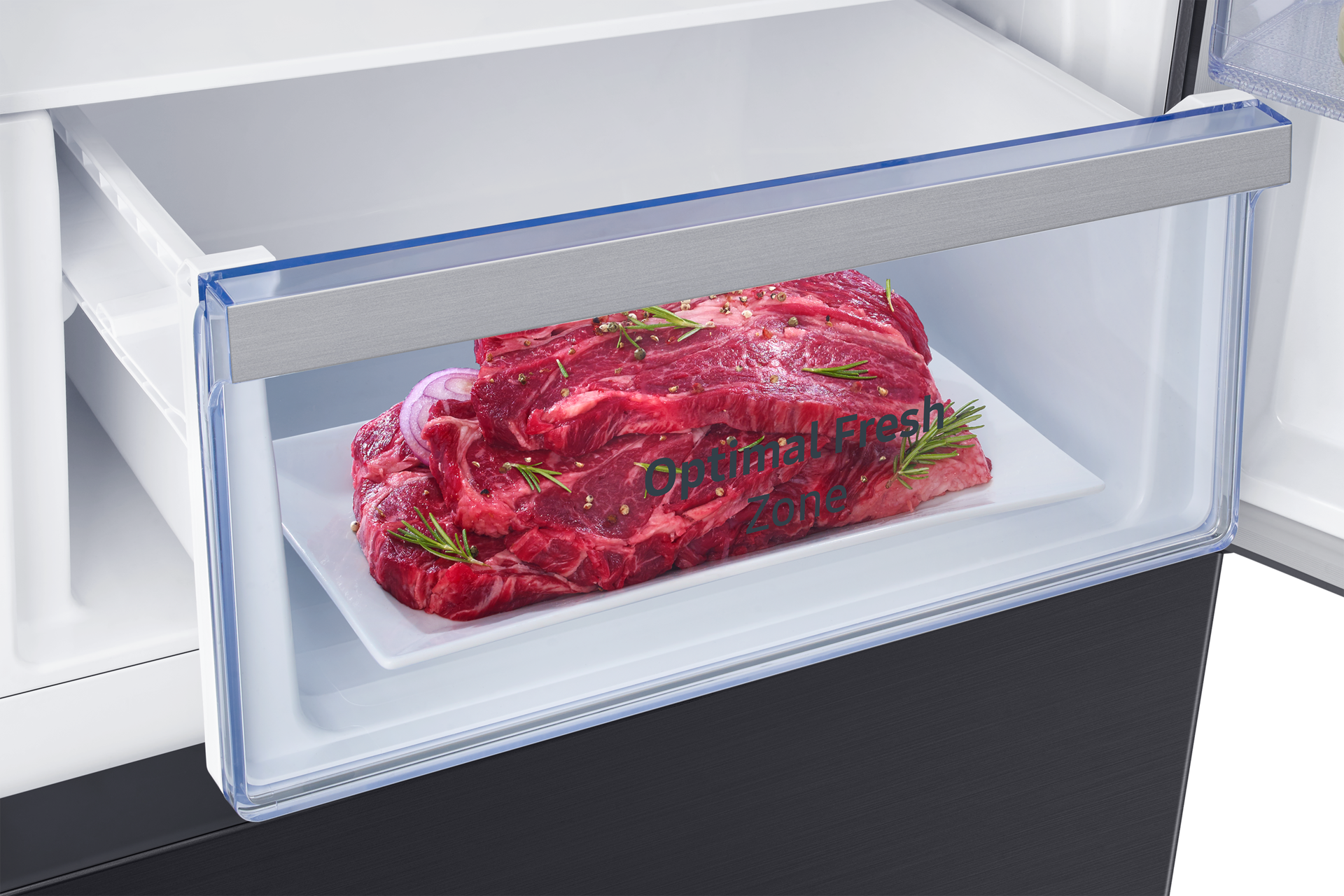 285 L Tủ Lạnh Ngăn Đông Dưới - Optimal Fresh Zone Power-Cooling-Zone-Fulled-Out-With-Food Black 