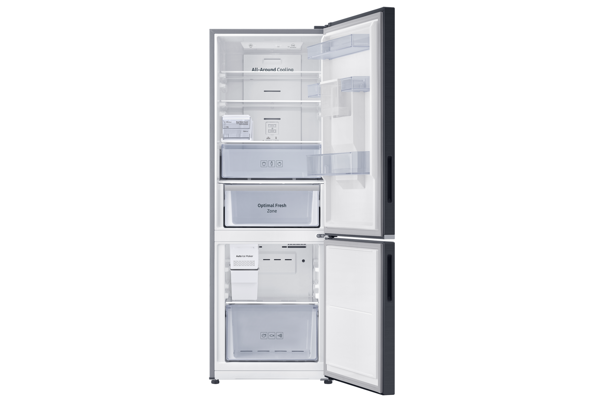 Tủ Lạnh Ngăn Đông Dưới Ngăn Đông Mềm Optimal Fresh Zone 307 L Front-Open-Without-Food Black 