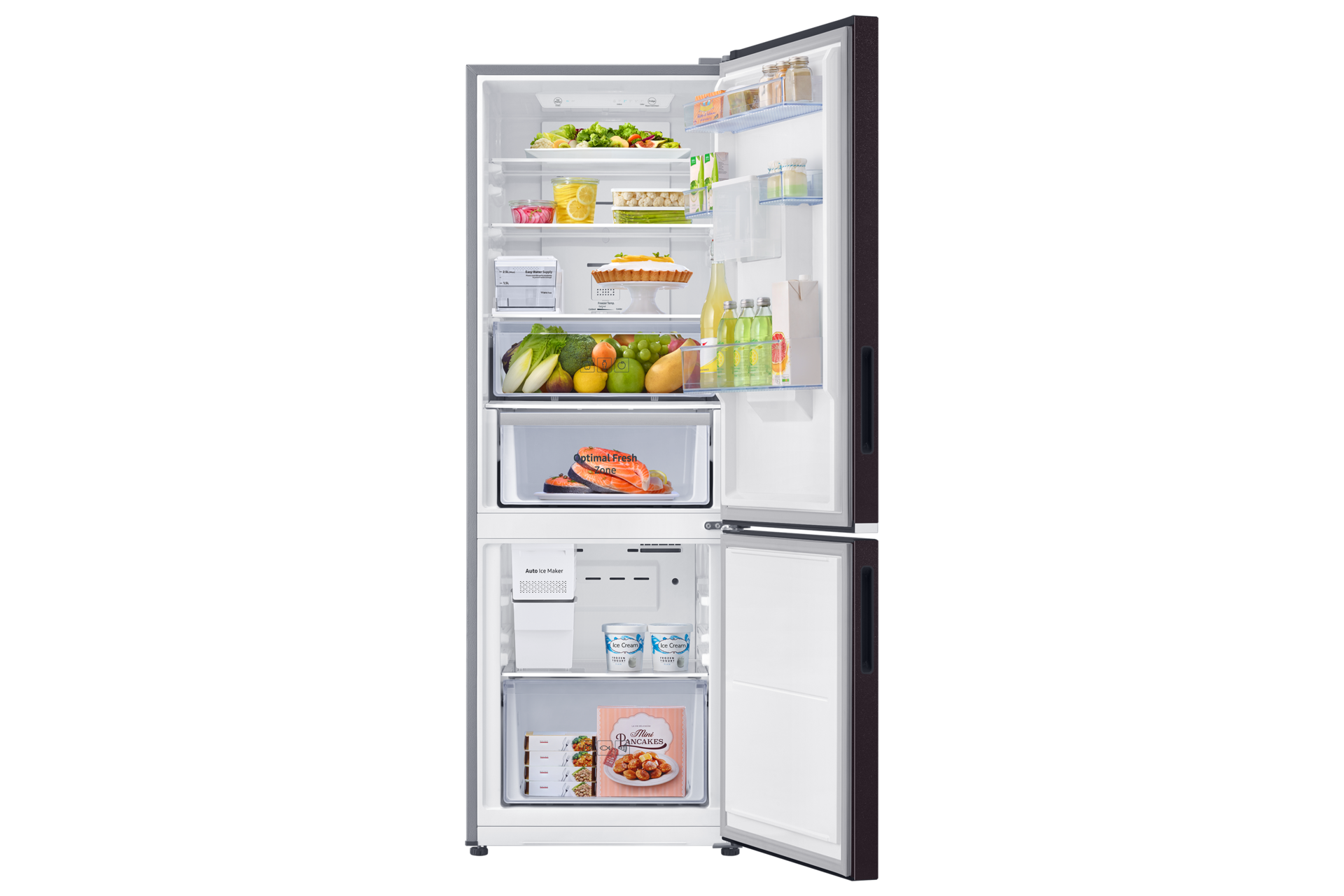 Xem không gian bên trong tủ lạnh Samsung Inverter 307 lít (RB30N4190BY SV) khi có chứa thực phẩm & tìm hiểu về công nghệ làm lạnh vòm All Around Cooling!