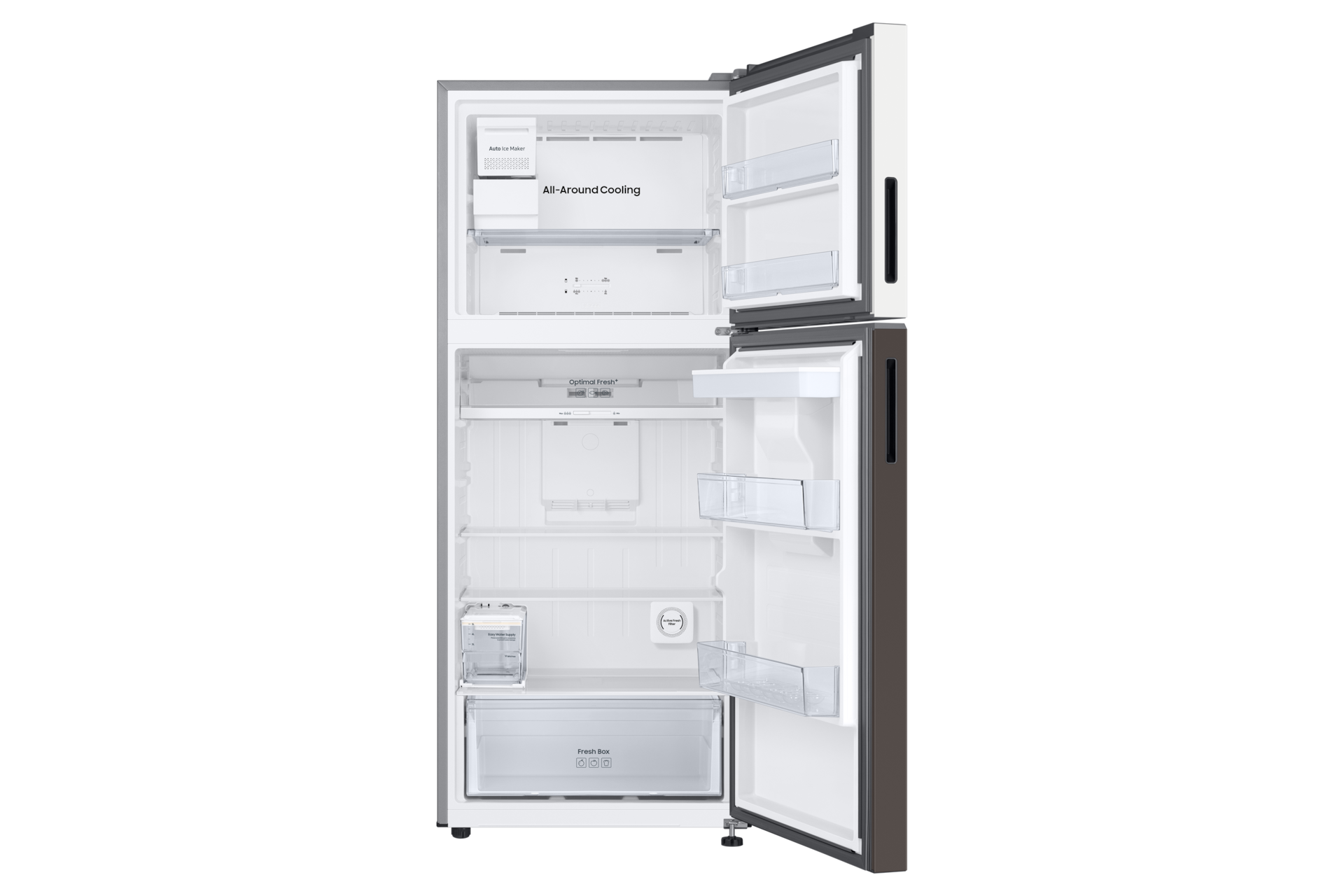 Bespoke AI Tủ Lạnh Ngăn Đông Trên Thiết Kế Độc Bản 382 L Front-Open-Without-Food Clean White&Cotta Charcoal 