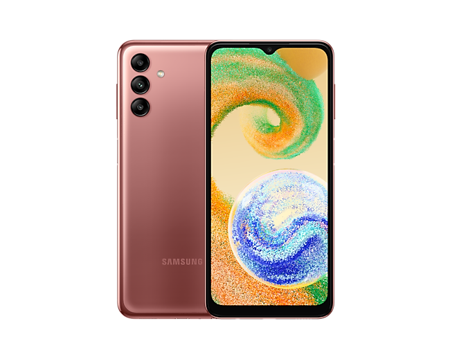 Chiêm ngưỡng trọn vẹn mặt trước & mặt sau Samsung A04s (SM-A047FZGGXXV) với lớp vỏ màu hồng độc đáo cùng màn hình Infinity-V!