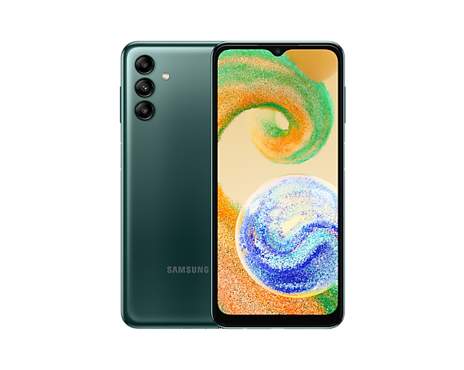 Xem mặt trước và sau điện thoại di động thông minh Samsung A04s Green (SM-A047FZGGXXV) để đặt hàng chính hãng tại Samsung VN!