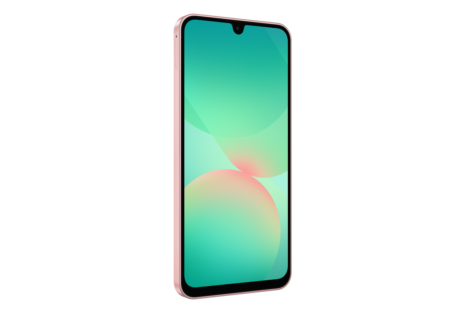 Mặt trước bên trái của điện thoại thông minh Samsung Galaxy A26 5G màu cam opal