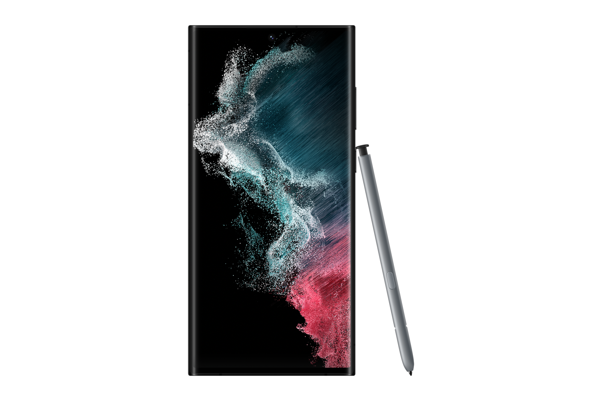 Mặt trước điện thoại Samsung S22 Ultra Exclusive Version màu Xám Graphite và bút S PEN cải tiến. Khám phá thêm tại Samsung VN!