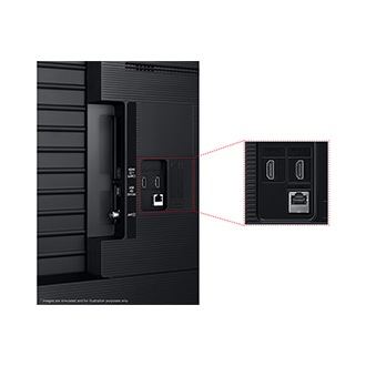 Samsung 2025 UHD U8000F has USB, HDMI, LAN, atenna ports and etc. on the side.