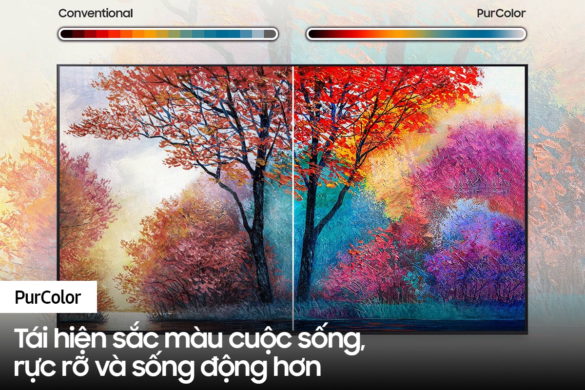 UHD AU7000 của Samsung với PurColor có thể mang lại nhiều màu sắc khác nhau