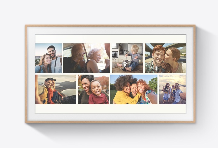 Various user photos of family and friends are displayed on The Frame.
