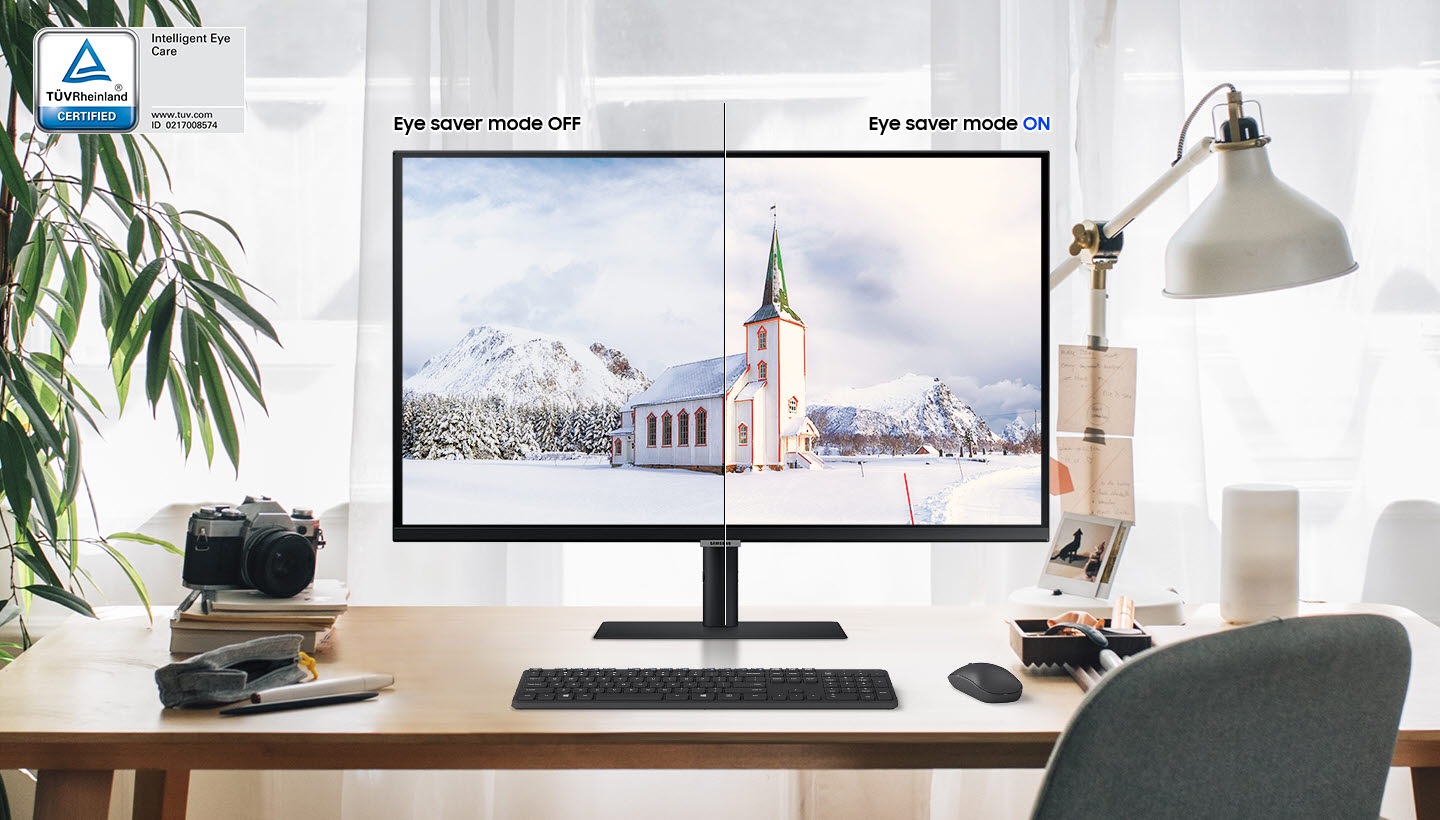 The left is comparing the Eye saver mode Off and the right eye saver mode ON screen, and the right screen looks warmer.