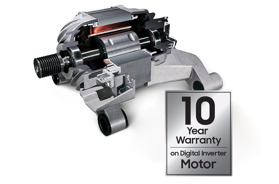 Digital Inverter Motor, drum and water stream spins fast. WA8800's warranty is 10 year and it saves 40% of energy and money.