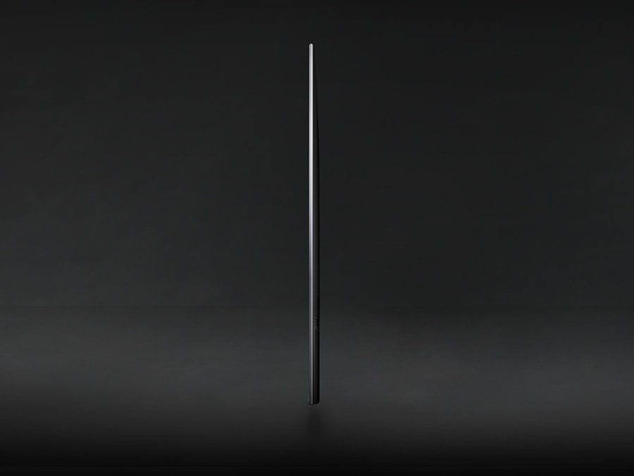 Profile view of QLED TV is on display to shows its ultra slim design.