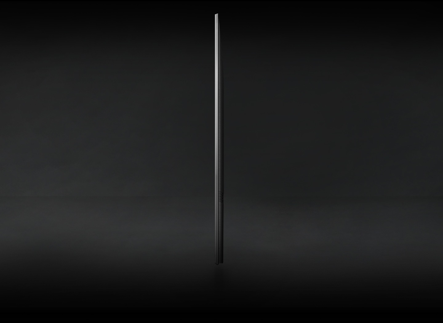 Profile view of QLED TV is on display to shows its ultra slim design.