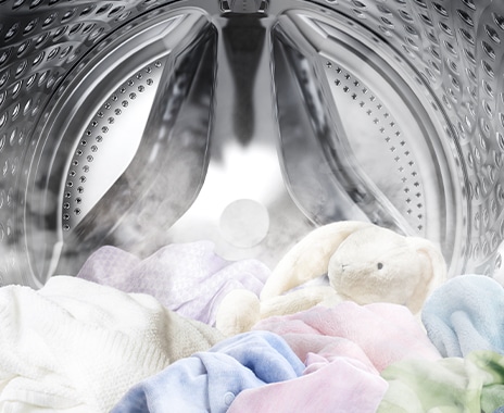 Steam is dispersed inside the washing machine and soak clothes in the drum.