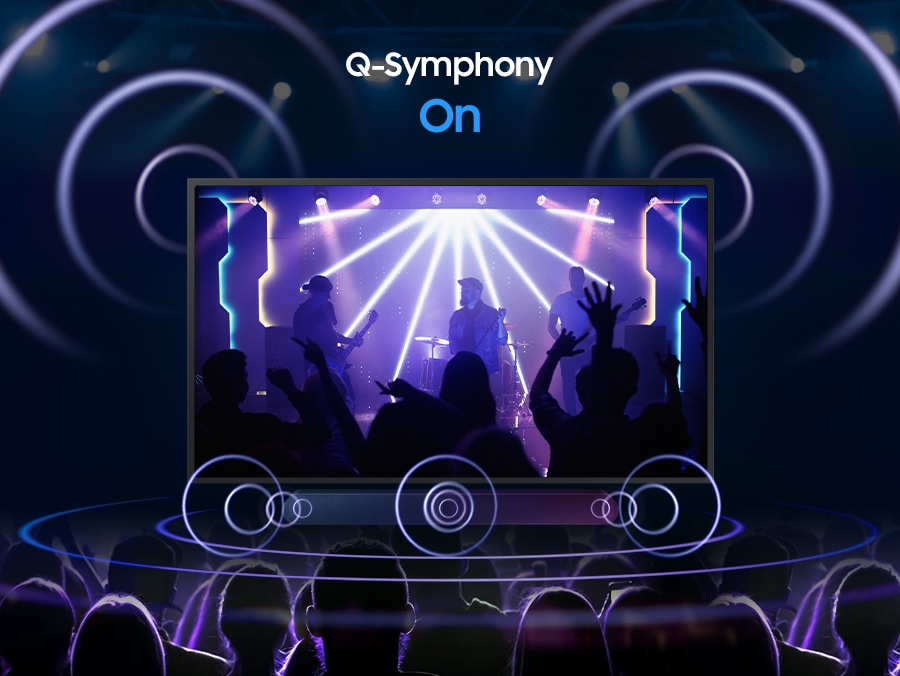 Only sound from the Soundbar was activated when Q-Symphony was off, but sound from both the TV and Soundbar turned on when Q-Symphony turned on.