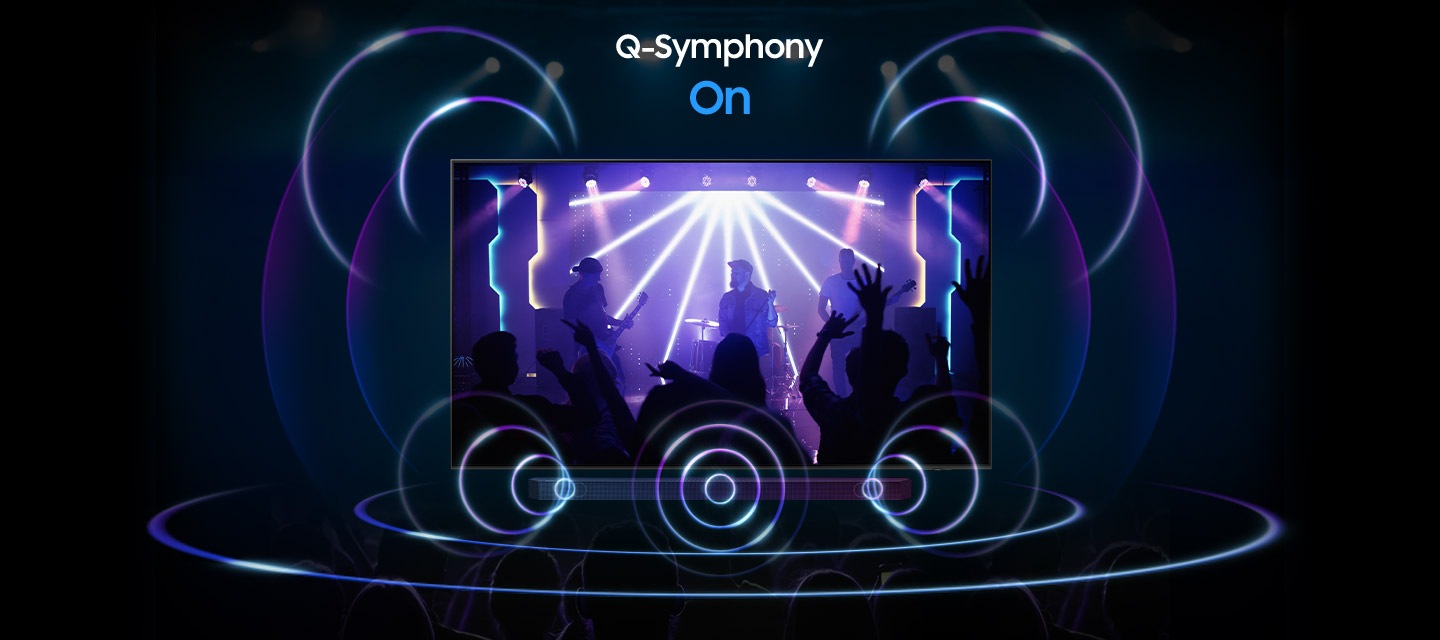 Only sound from the Soundbar was activated when Q-Symphony was off, but sound from both the TV and Soundbar turned on when Q-Symphony turned on.