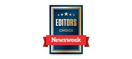 Newsweek Editors Choice logo with five stars.