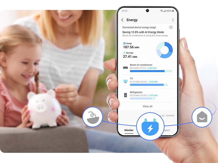 A person is using the SmartThings Energy and checks the energy usage.