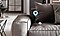 On a sofa, Galaxy Buds in the corner is seen with SmartTag attached. Virtual icon indicates that tag helps users find items