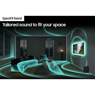 SpaceFit Sound analyzes a living room, then optimizes the Soundbar sound settings through the TV.