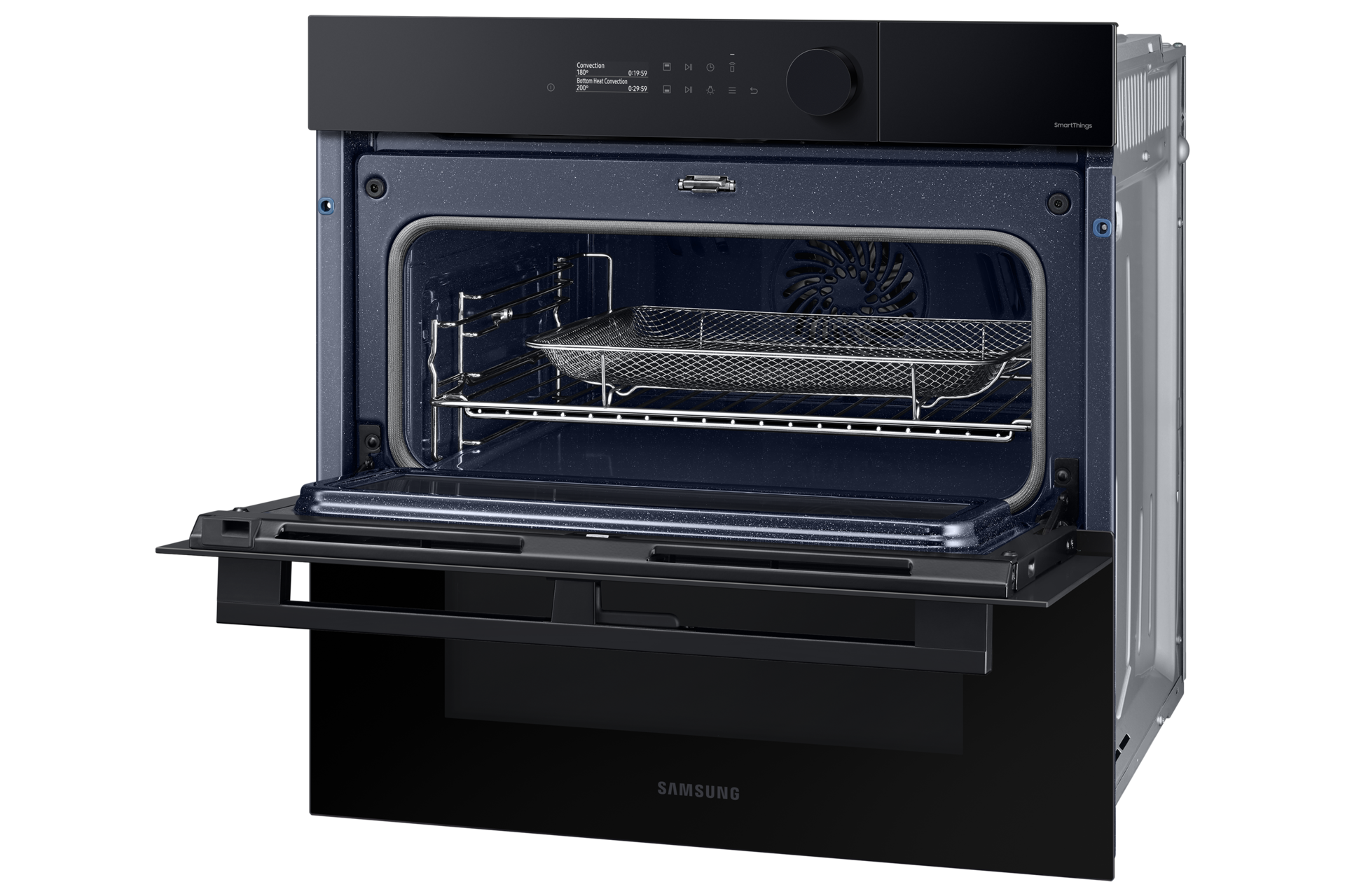 NV7000B 5-1 DCF Oven with Dual Cook Steam and Dual Cook Flex, Natural Steam R-Perspective-Half-Open2 Black 