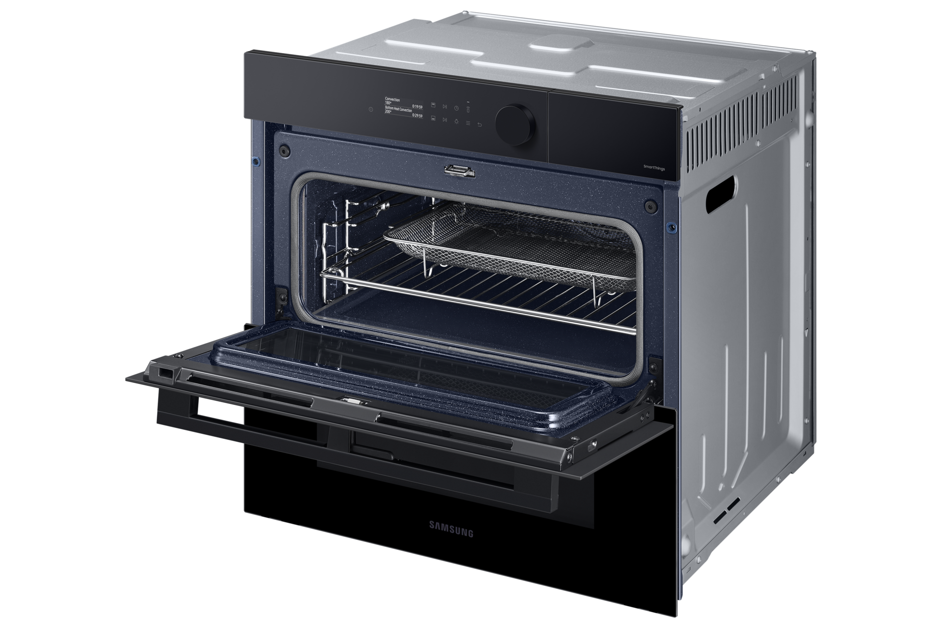 NV7000B 5-1 DCF Oven with Dual Cook Steam and Dual Cook Flex, Natural Steam R-Perspective-Half-Open1 Black 