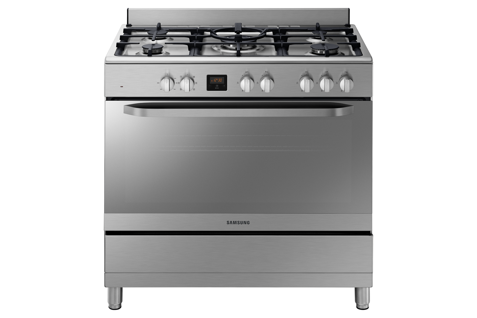 Samsung 95L 90cm 5 Gas Burner with Triple Flame Wok Plate, NY90T5010SS in Silver, 90cm