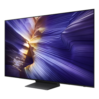 {size}" OLED S90F 4K Samsung Vision AI Smart TV (2025) R-Perspective1 Black 