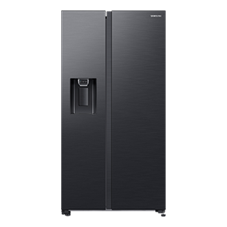 Side by Side Fridge, Non-plumbed Water & Ice dispenser, Gentle Black, 617L