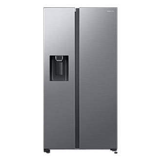 Side by Side Fridge, Plumbed Water & Ice dispenser, Gentle Silver, 617L