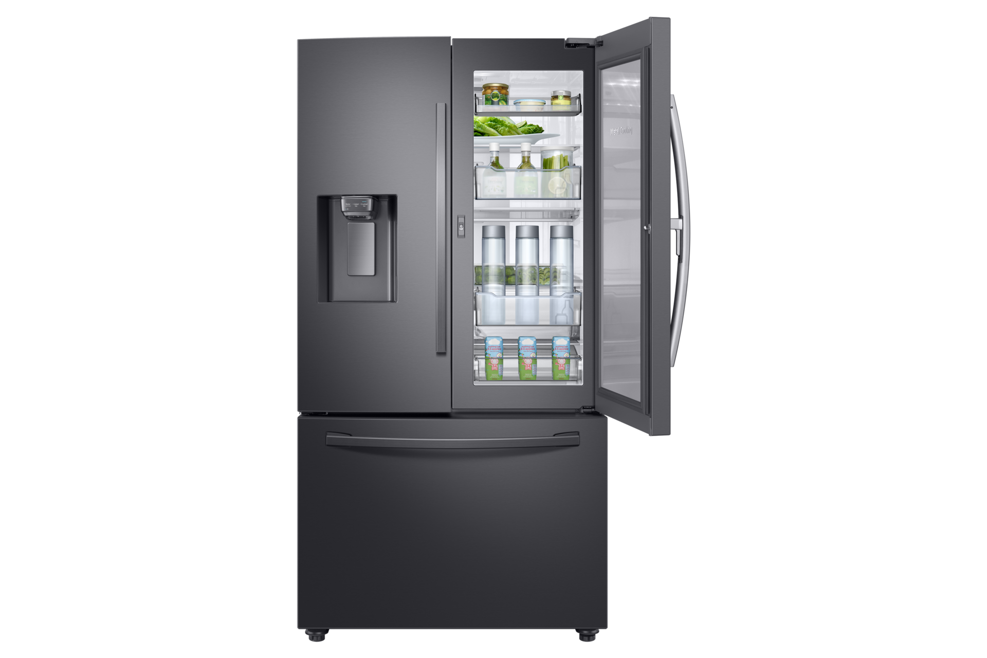 front-in-showcase-open-with-food black