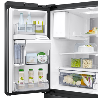 new-ice-maker-l-door-bins-flip-up-shelf-lighting black