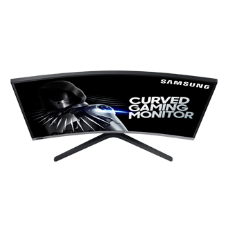 Buy CRG5 240Hz Curved Gaming Monitor, a 27-inch monitor with Samsung's curved screen technology to see the whole screen. A top view of a black Curved Gaming Monitor