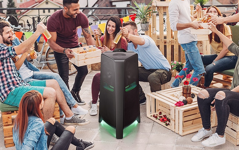 MX-T70 Sound Tower around people having fun