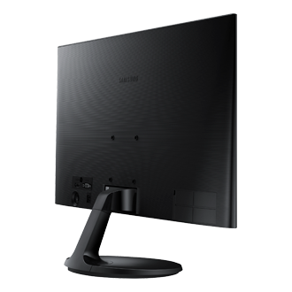 Buy a 24-inch monitor with Eye Saver Mode that helps reduce blue light emissions and eye fatigue. The back perspective of a black FHD Monitor shows its back