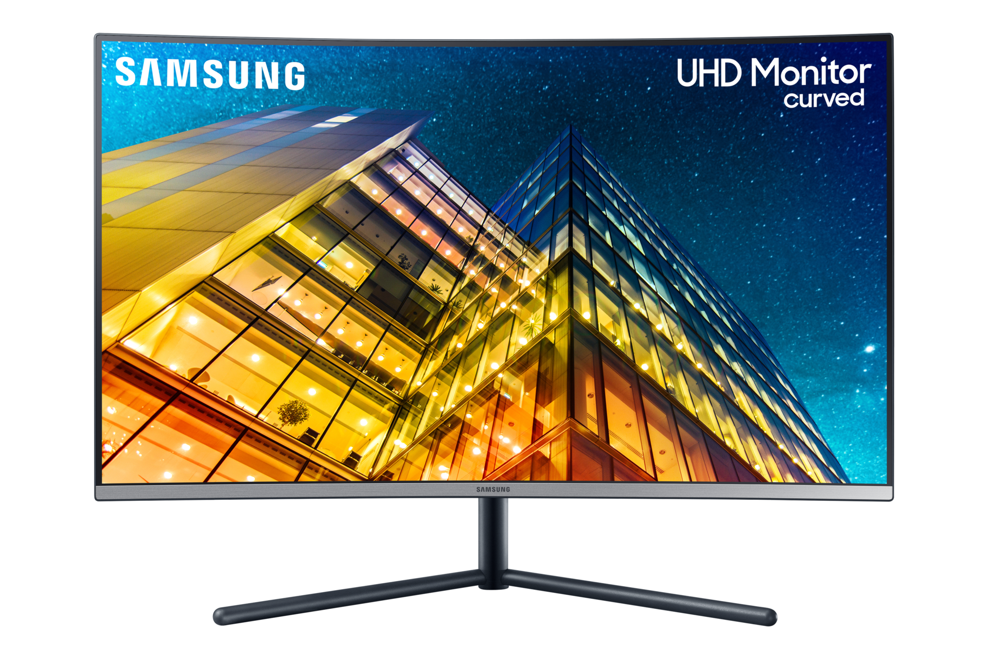 Find a curved 4K monitor at Samsung Philippines with UHD Resolution and 1500R Curvature for an immersive viewing experience. The front black 32" 4K UHD Curved Monitor