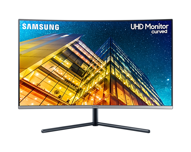 Find a curved 4K monitor at Samsung Philippines with UHD Resolution and 1500R Curvature for an immersive viewing experience. The front black 32" 4K UHD Curved Monitor