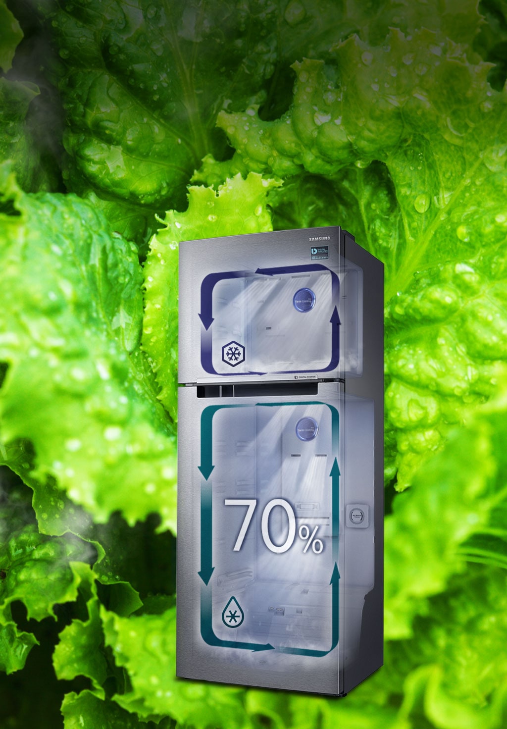Moisture-Full Freshness all over the fridge