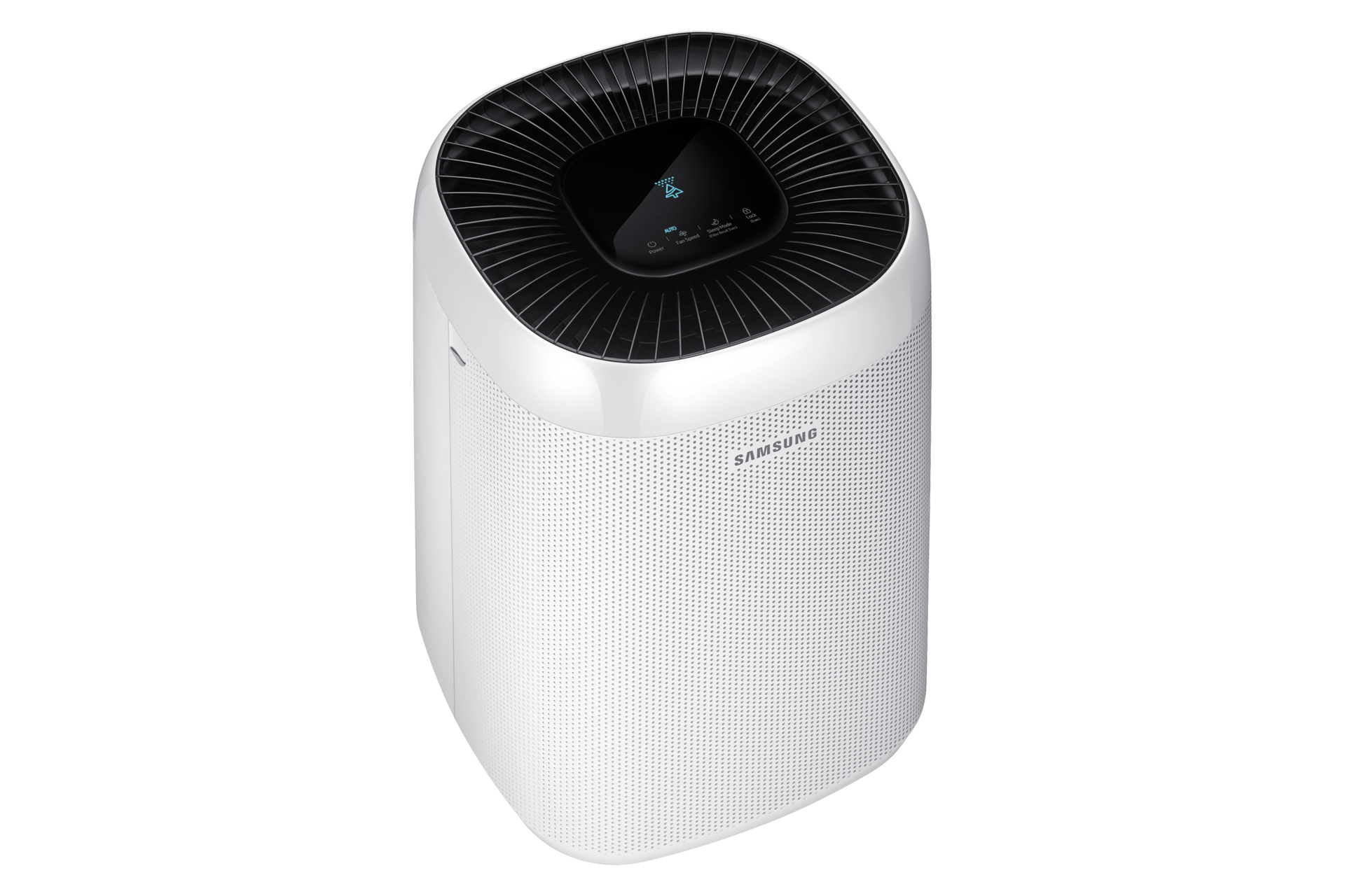 Spojrzenie z góry na oczyszczacz powietrza z filtrem HEPA AX34R3020WW/EU marki Samsung.