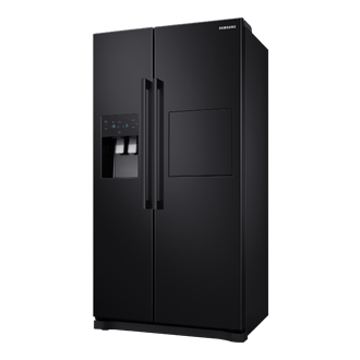 Lodówka Samsung Side by Side w kolorze czarnym RS50N3913BC/EO 501 l. pokazana z prawej pod kątem